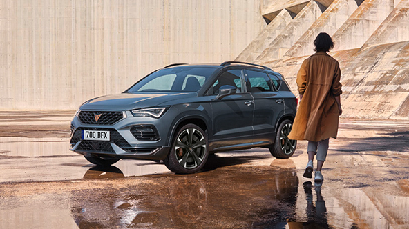 cupra ateca 2020 rodium grey with full leds lights