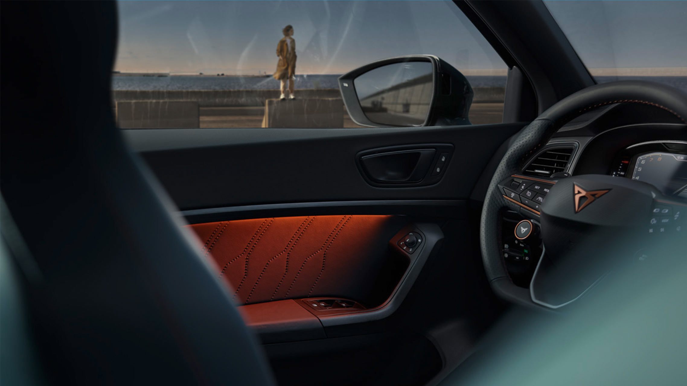 cupra ateca ambient lights and rearview mirror