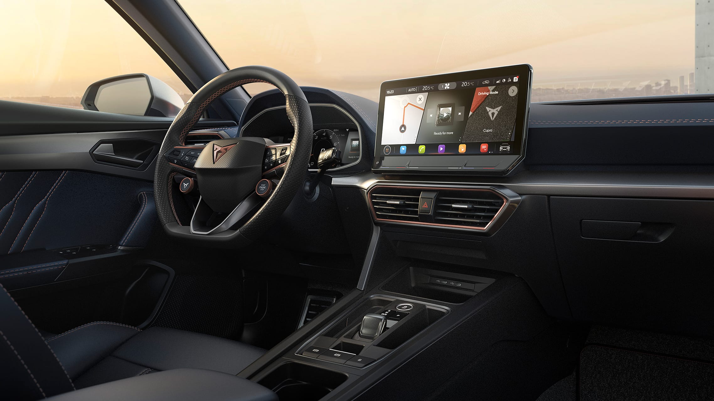 new cupra formentor with infotainment technology for live traffic updates and spotify streaming