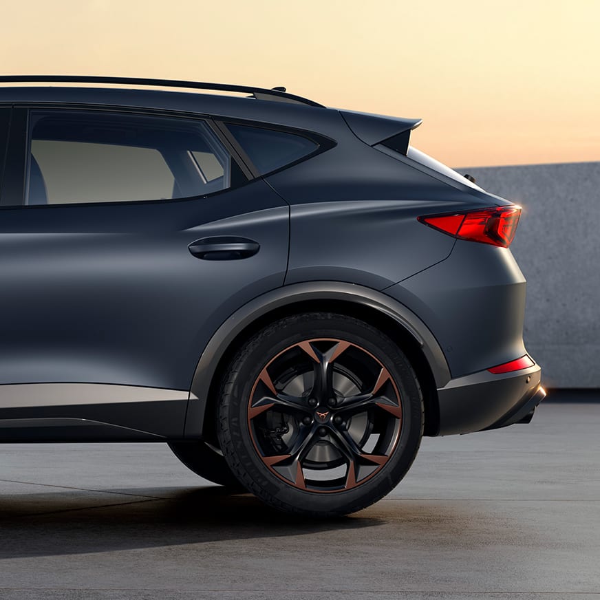 new cupra formentor compact suv with aerodynamic spoiler