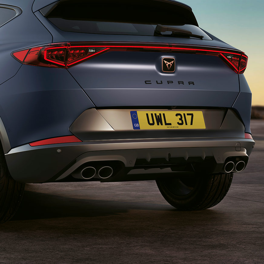 new cupra formentor compact suv with four black matte exhausts